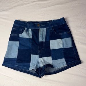 Fashion Nova patchwork denim shorts